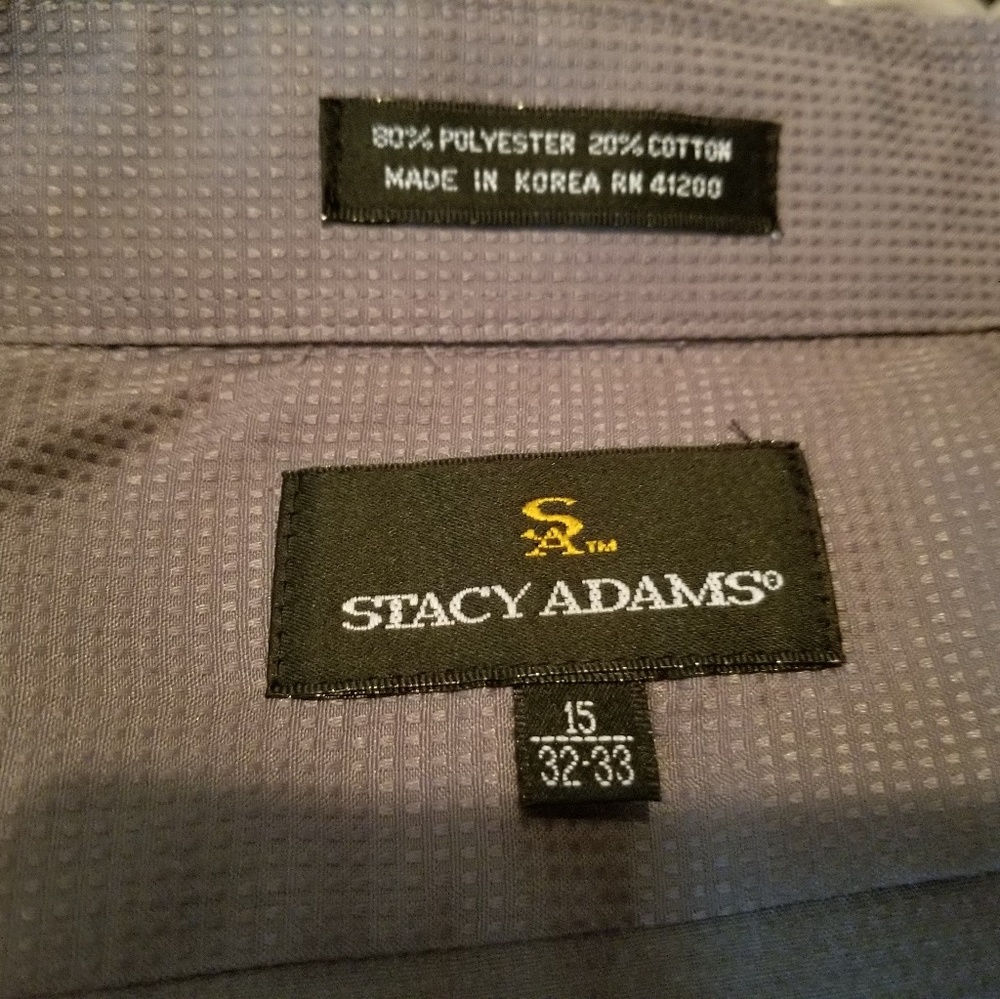 Stacy Adams Steel Color L/S Button Down Shirt Sz M - Picture 8 of 8